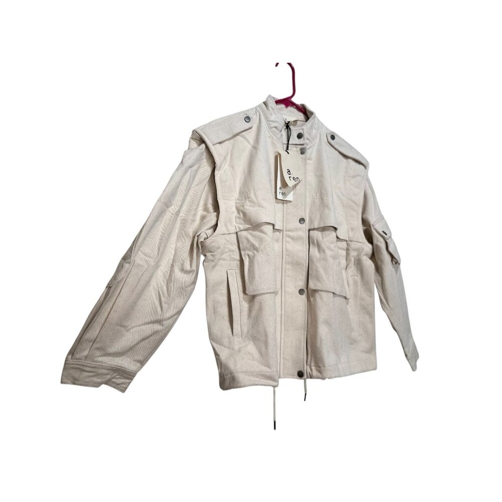 A.Ren Utility Cargo Jacket Small Beige Heavy Cotton Convertible Vest Gorpcore - Picture 13 of 16